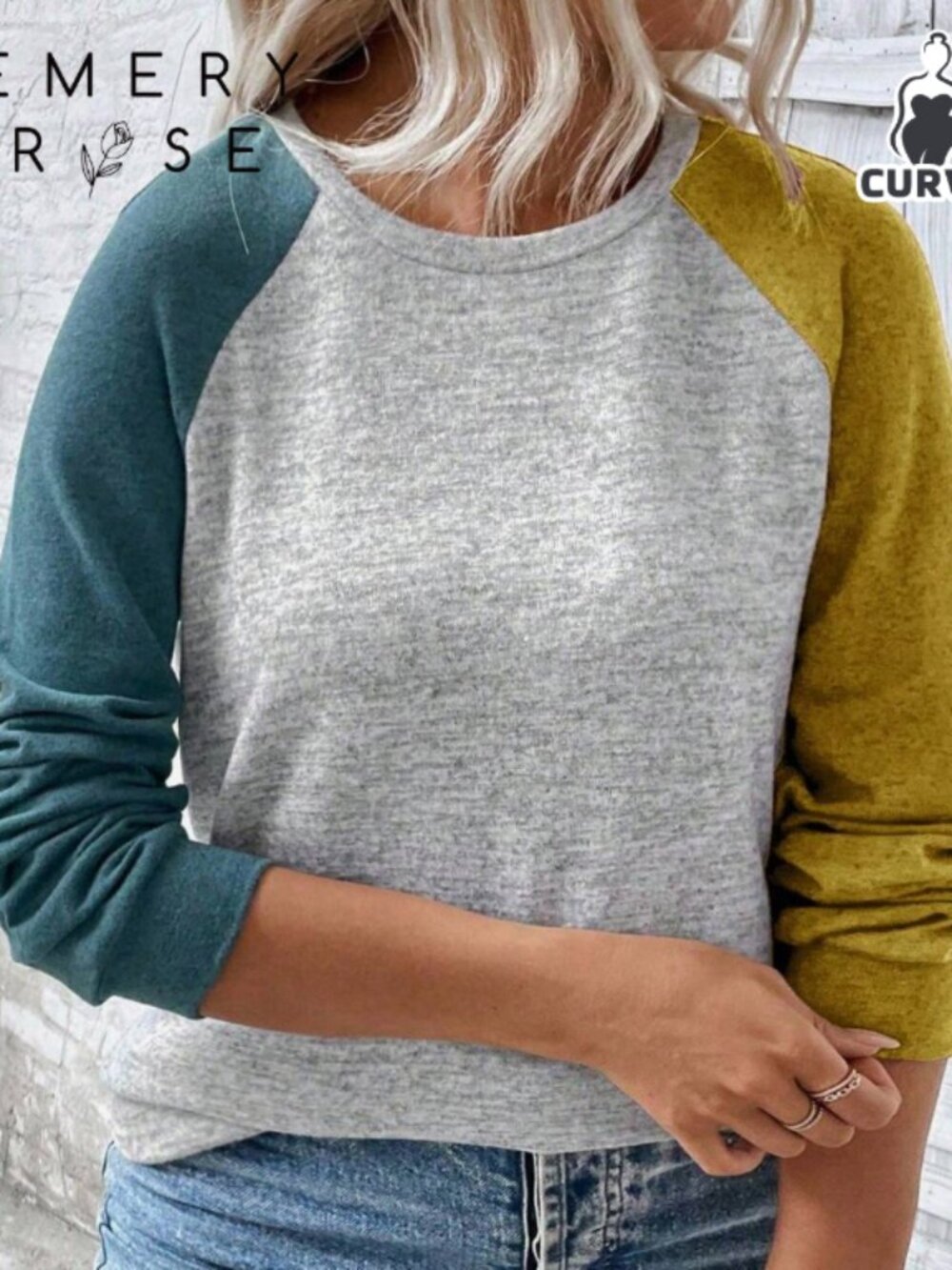 SHEIN CURVE Colorblock Raglan Sleeve Sweatshirt - Size 3X